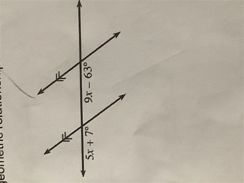 use your knowledge of angle relationship to solve for X in the diagram below. By your-example-1