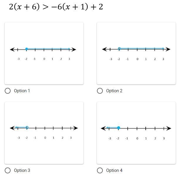 Solve for X: 2(x+6) > -6(x+1) +2-example-1