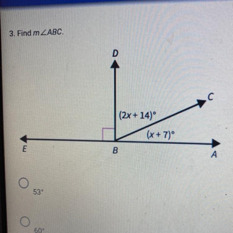 3. Find m2ABC. (2x+14) (x+7)°-example-1