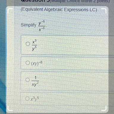 (Equivalent Algebraic Expressions LC) Simplify this please!!!-example-1