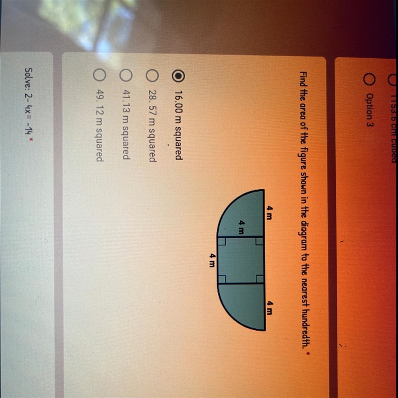 Find the area of the figure shown in the diagram to the nearest hundredth. Help pliss-example-1