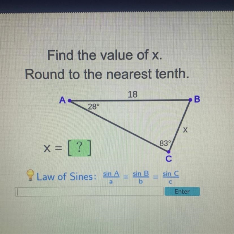 Please help!! Find the value of x. Round to the nearest tenth.-example-1