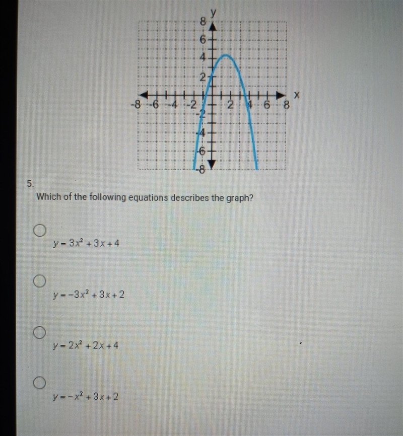 The picture has both the graph and the answer choices plesse help​-example-1