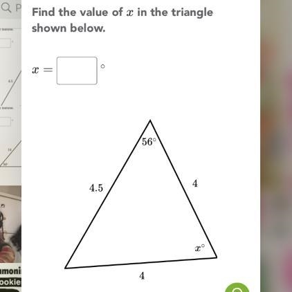 Find the value of x in the triangle-example-1