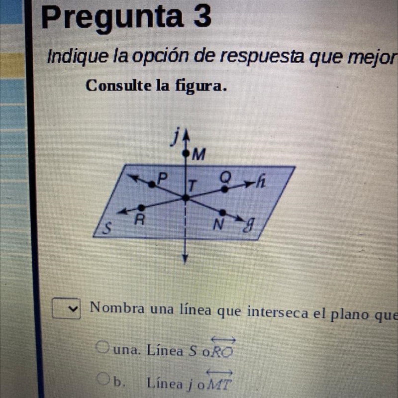 Refer to the figure. Name a line that intersects the plane containing points Q, N-example-1