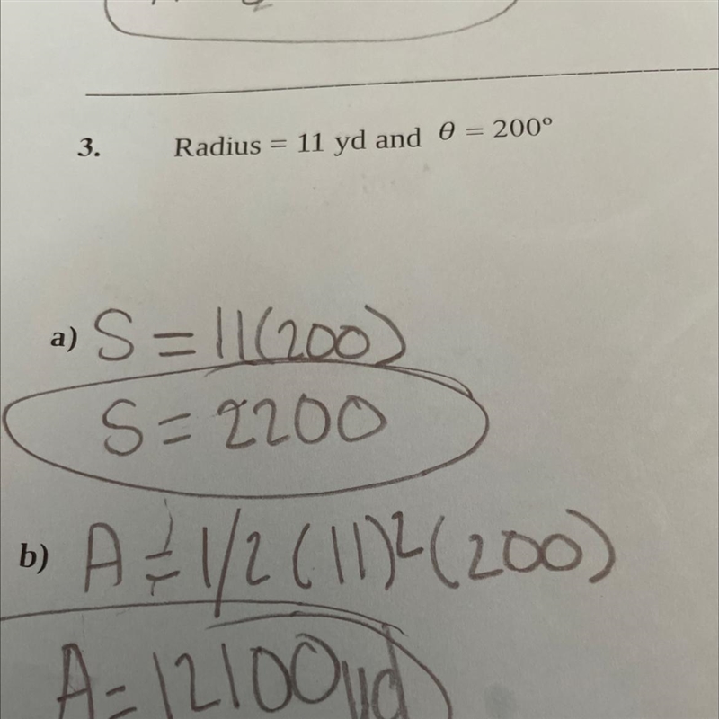 Find (a) arc length and (b) Area of a sector.-example-1