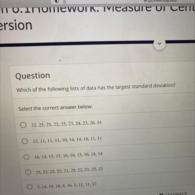 Which of the following lists of data has the largest standard deviation?-example-1