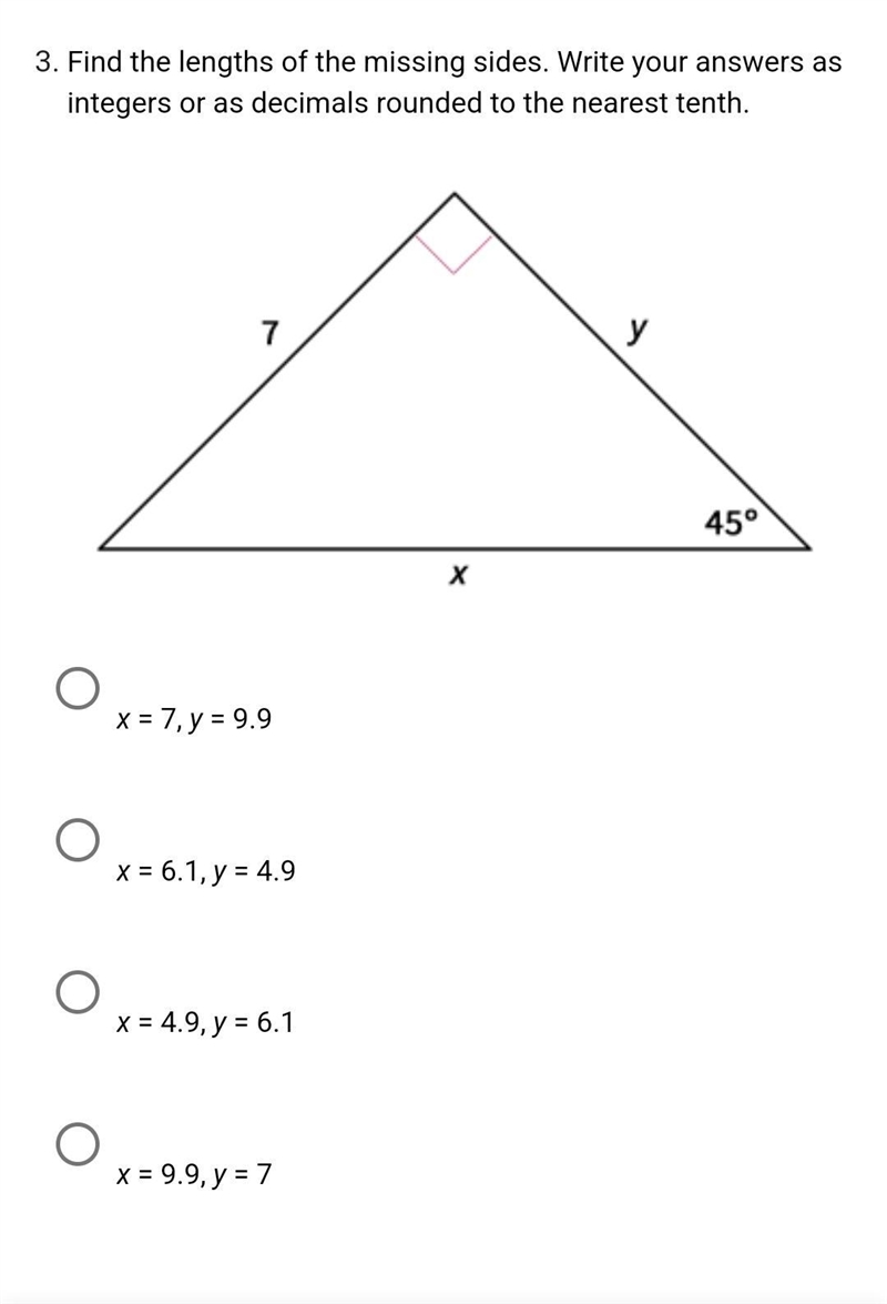 Find the lengths of the missing sides. Write your answers as integers or as decimals-example-1