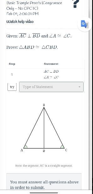 Based on the given proof that the triangles are congruent-example-1