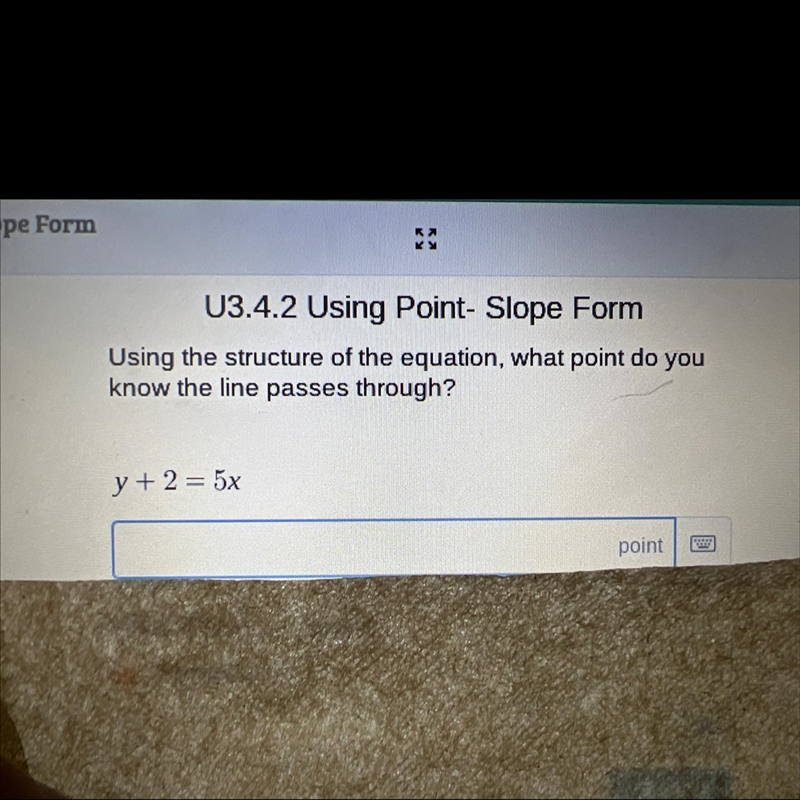 Using the structure of the equation, what point do you know the line passes through-example-1