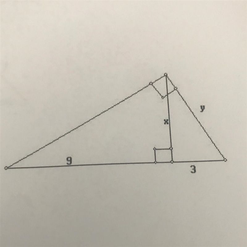 Find the value of x and y. Write the answers in simplest radical formx= y=-example-1