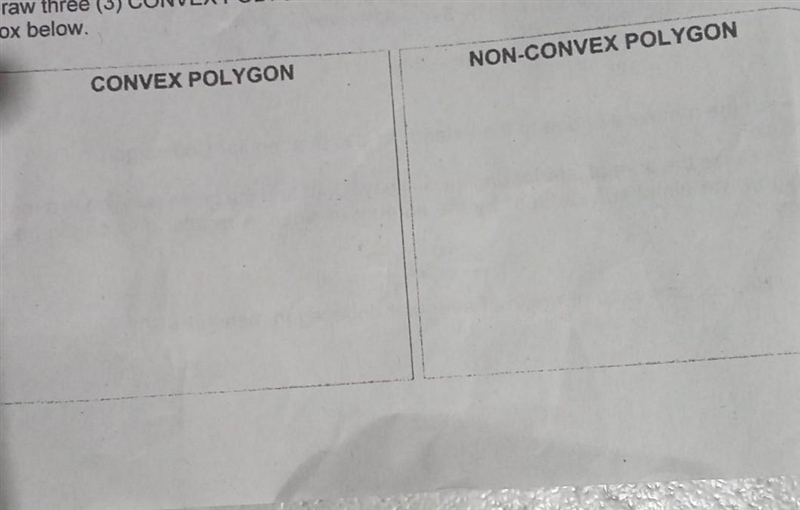 Please I'm serious no time for nonsense Draw (3) Convex Polygons & (3) Non- polygons-example-1