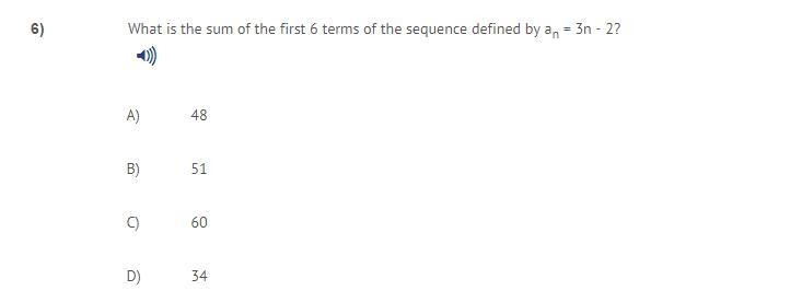 What is the sum of the first 6 terms of the sequence defined by an = 3n - 2?-example-1