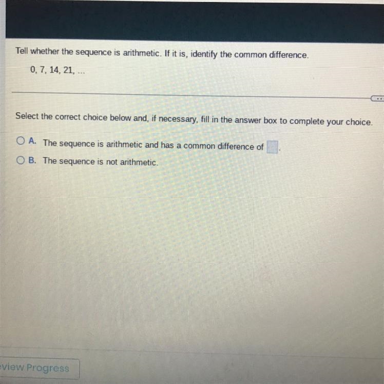 Tell whether the sequence is arithmetic. If it is, identify the common difference-example-1