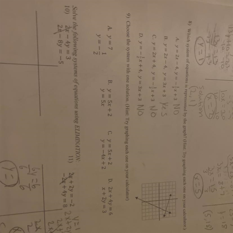 Choose the system with one solution. (Hint: Try graphing each one on your calculator-example-1