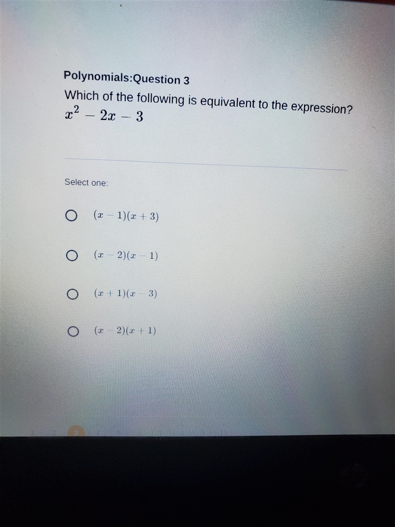 Which of the following is equivalent to the expression? 22 - 2x - 3 Select one: 1) (x-example-1