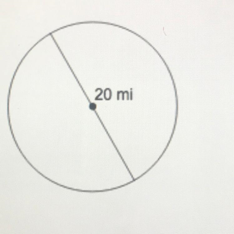 What is the area of the circle below? (area answer units are mi?)-example-1