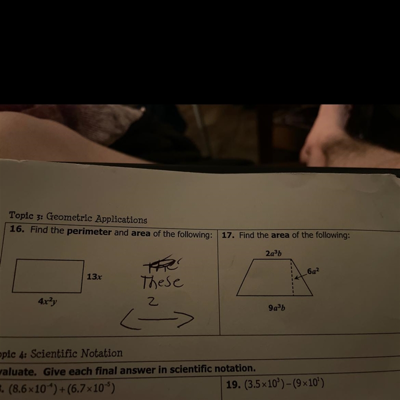 Find the perimeter and area of the following-example-1