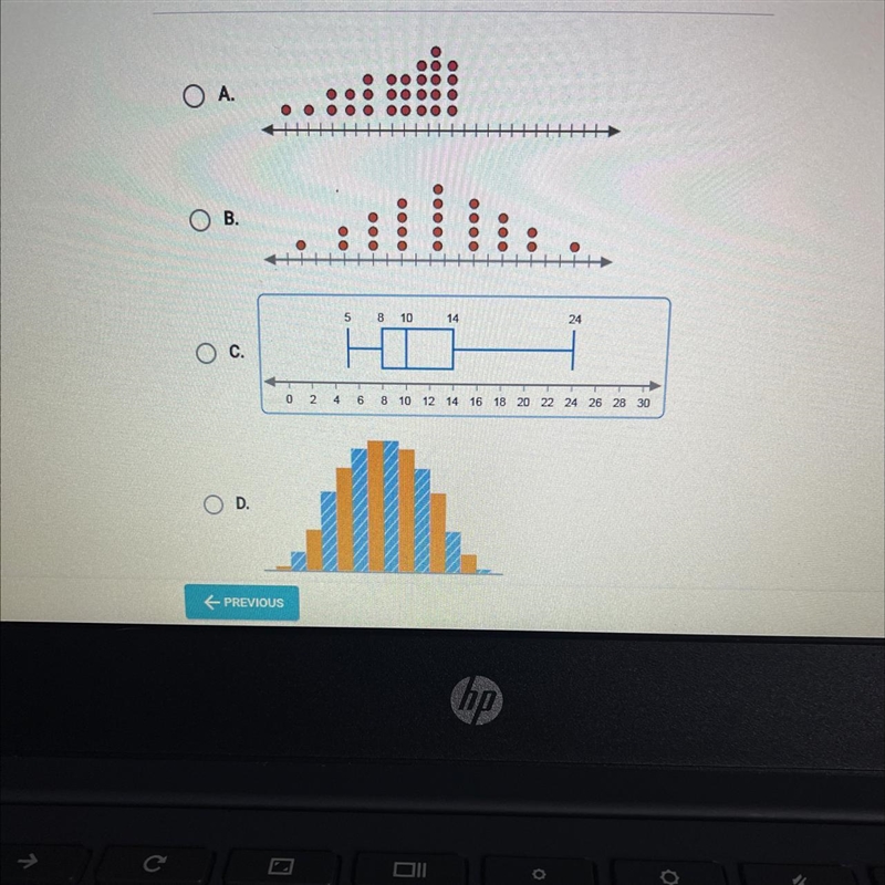 Question 9 of 10 Which is a negatively skewed distribution?-example-1