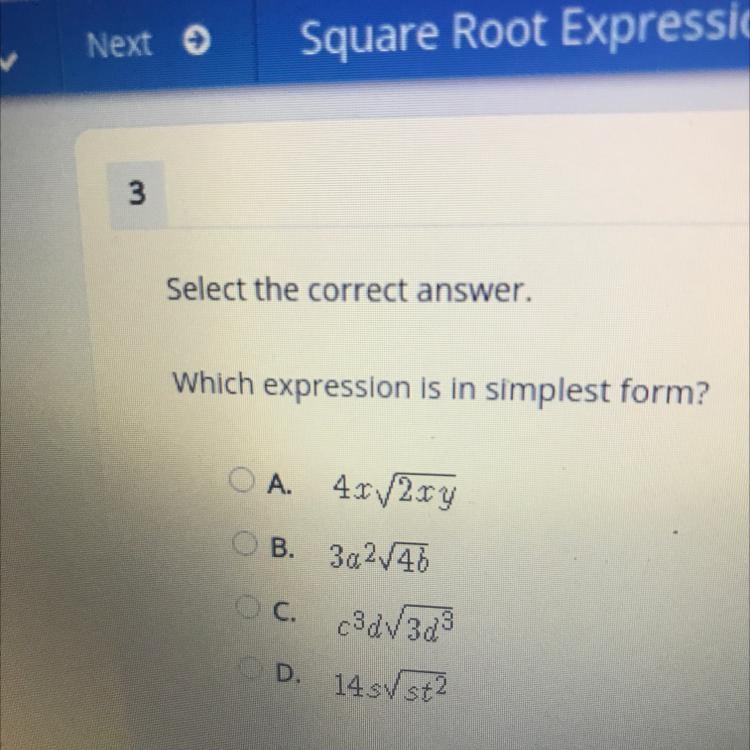 Which expression is in simplest form?-example-1