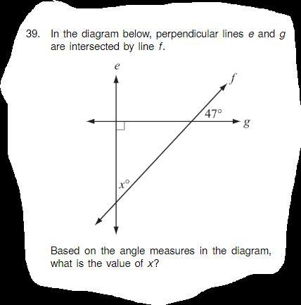 In the diagram below, perpendicular lines e and g are intersected by line f. Based-example-1