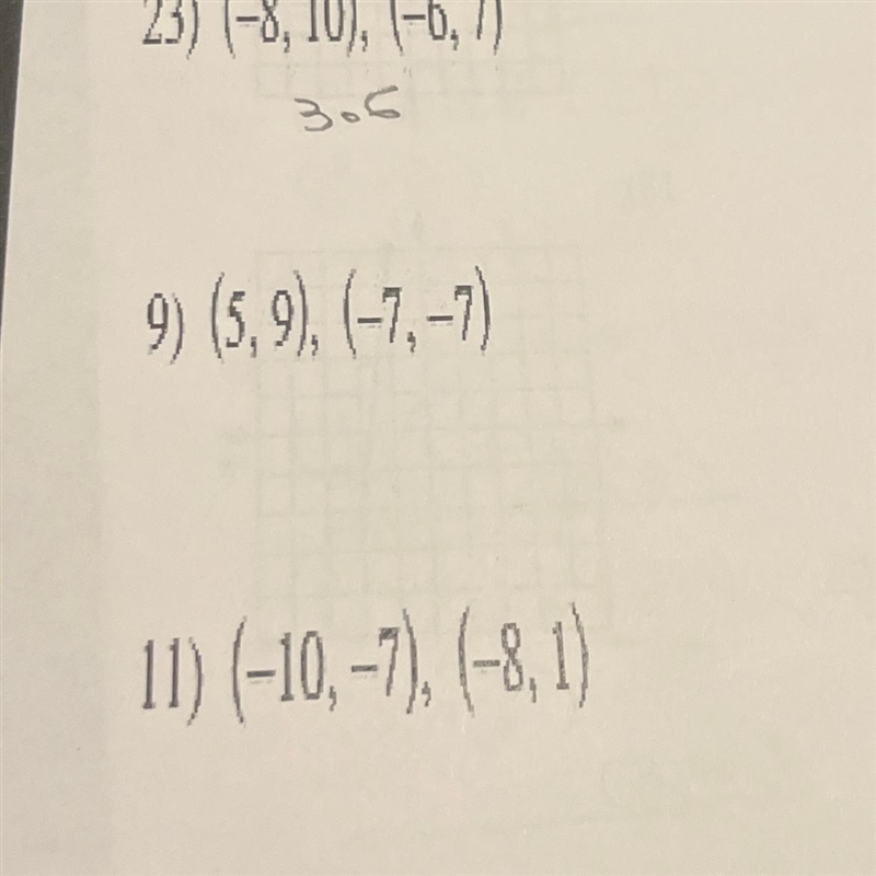 Find the distance between each pair of points round to nearest tenth if needed-example-1