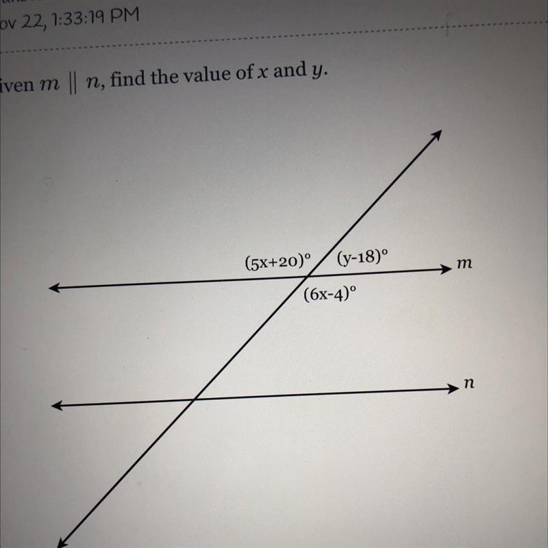 Given m n, find the value of x and y-example-1