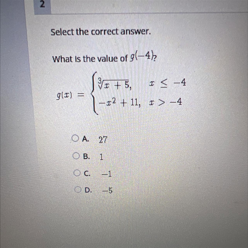 I NEED HELP LOLLL What is the value of g(-4)?-example-1