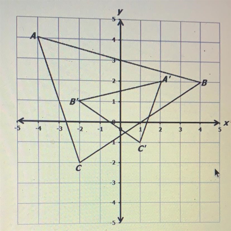 Delia graphed AABC AA'B'C'. on the coordinate grid as shown. She applied a series-example-1