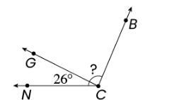 The measure of angle NCB is 113°. What is the measure of angle BCG?-example-1