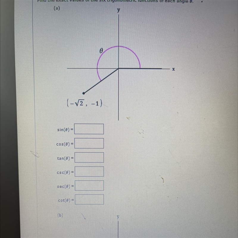 Find the exact values of the six trigonometric functions of each angle 8.-example-1