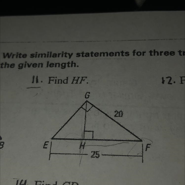 Finding lengths. Write similarity statements for three triangles in the diagram. then-example-1