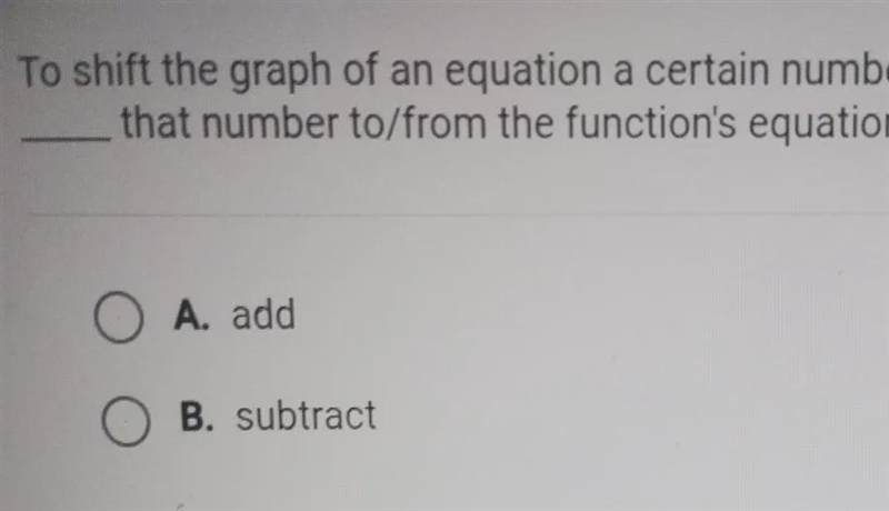 To shift the graph of an equation a certain number of units down, you need tothat-example-1