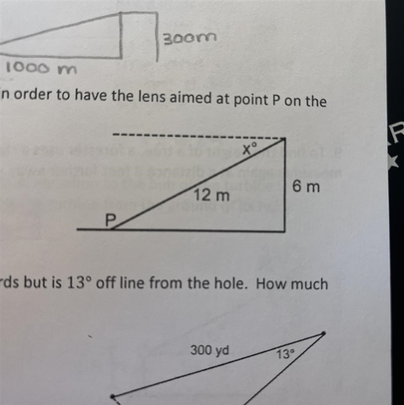 find x. the whole question is- To what angle of depression should the security camera-example-1