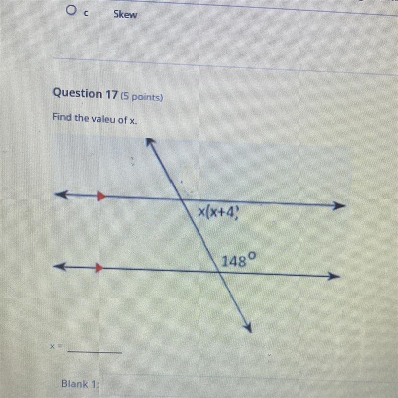 Find the value of x. x(x+4) 148⁰-example-1