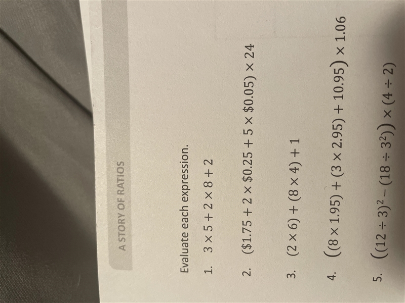 Evaluate each expression. 1. 3x5+2x8+2-example-1