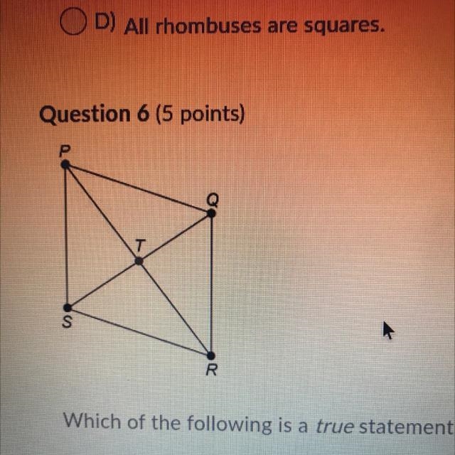 Which off the following is a true statement about the rhombus shown?-example-1