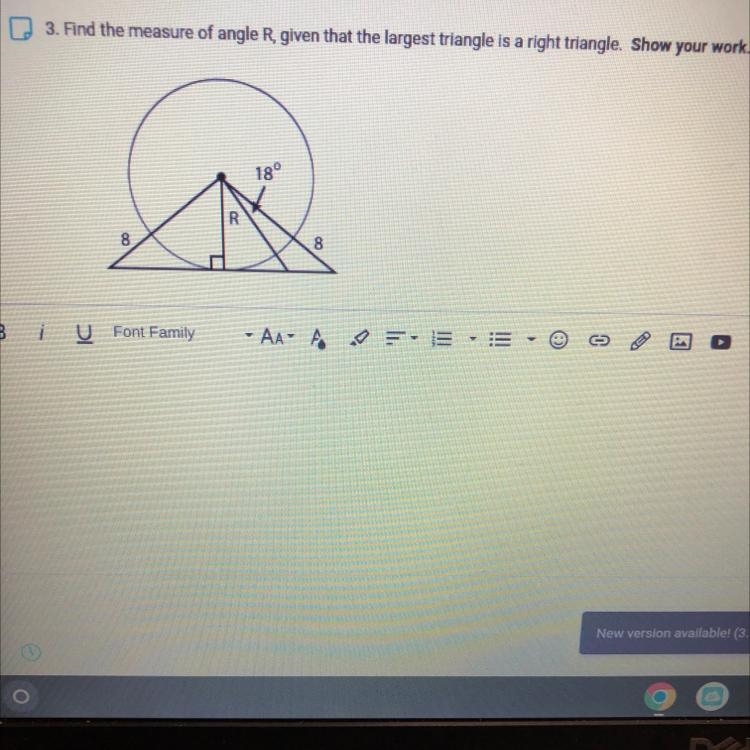 Find the measure if angle R, goven that the largest triangle is a right triangle-example-1