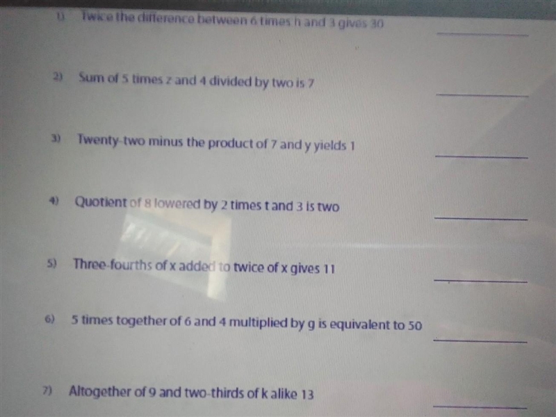 Translate each verbal phrase into an algebraic expression. 8. 7 raised by thrice of-example-1