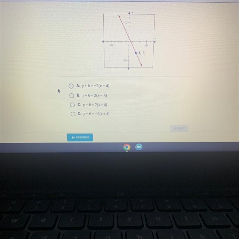 The slope of the line below is 2. Use the coordinates of the labeled point to find-example-1