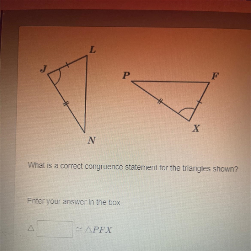 What is the correct congruence statement for triangles shown-example-1