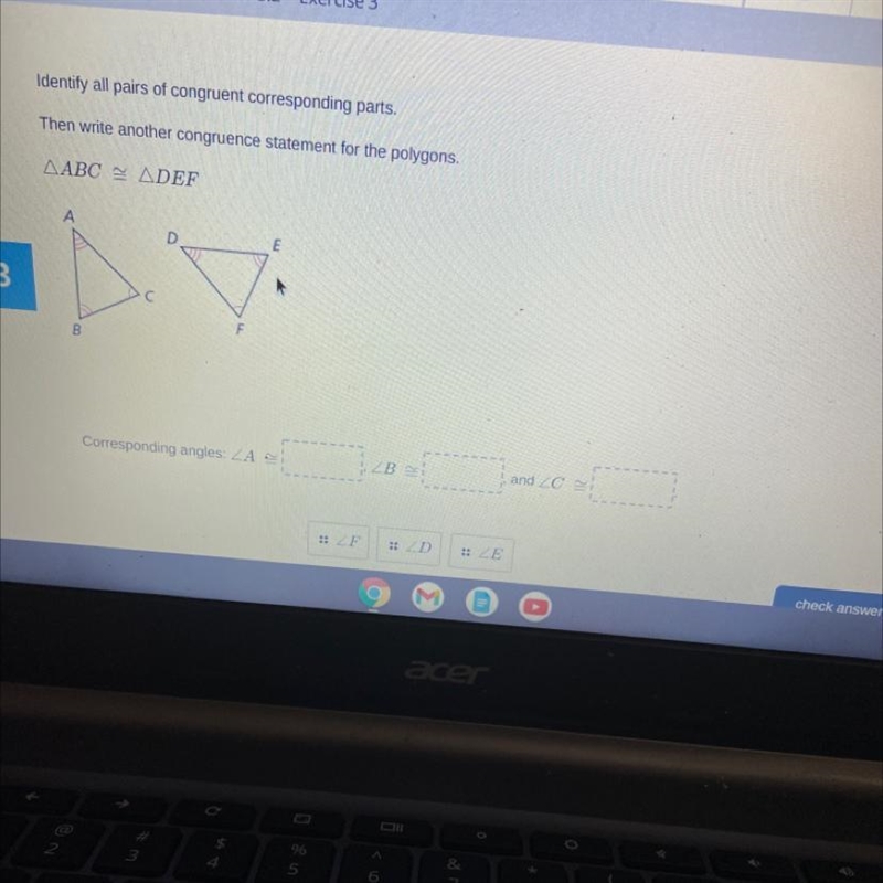 Identify all pairs of congruent corresponding parts.Then write another congruence-example-1