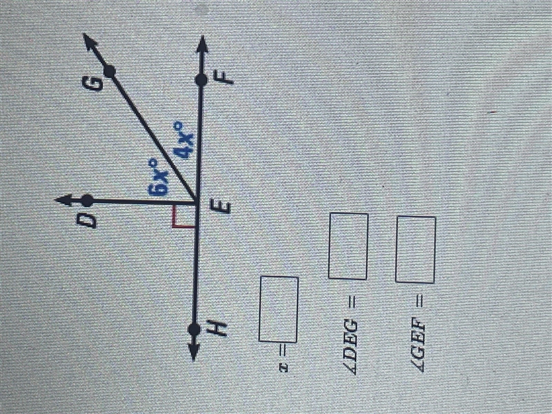 Solve for x then find the measures of the following angles-example-1