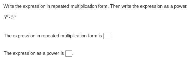 Write the expression in repeated multiplication form. Then write the expression as-example-1