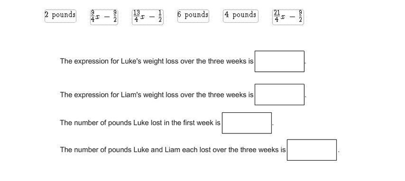 Drag each expression or value to the correct box. Not all tiles will be used. Luke-example-1