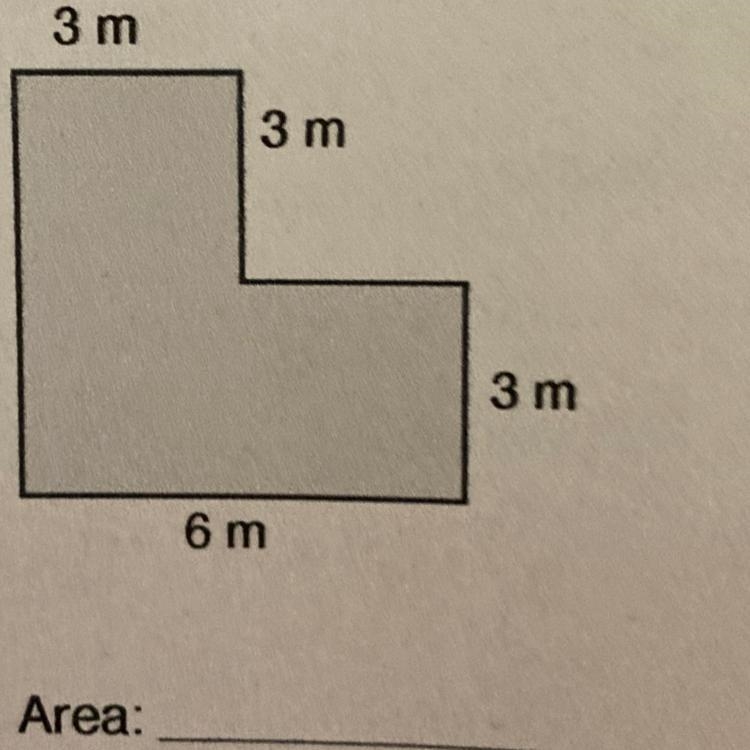 3 m 3 m 3 m 6 m Area:-example-1