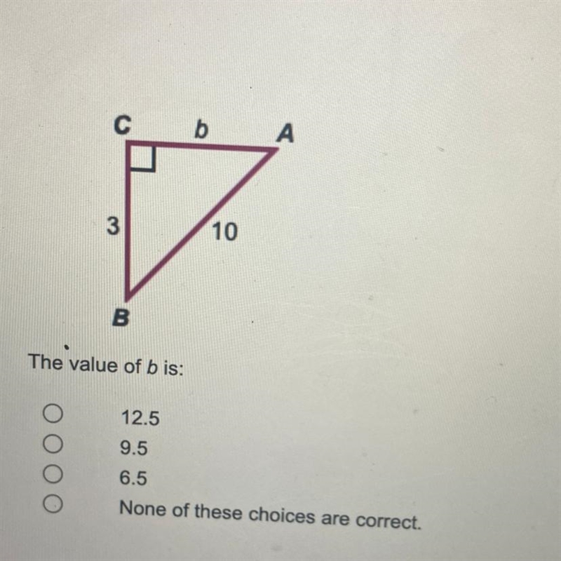 The value b is: 12.5 9.5 6.5 None of the choices are correct-example-1