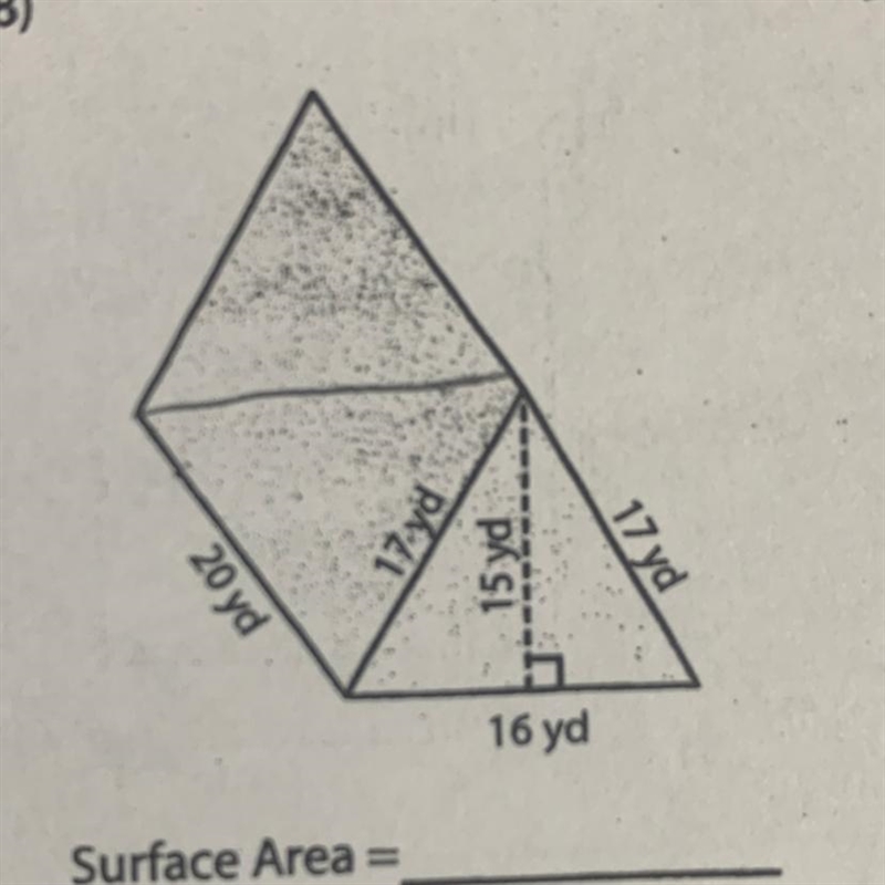 20 yd 17 var 15 yd 16 yd 17 yd 6 in I need the surface area-example-1