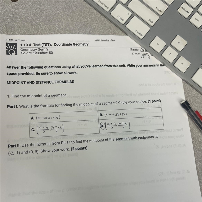 Find the midpoint of the segment with end points (-2,-1) and (0,9)-example-1