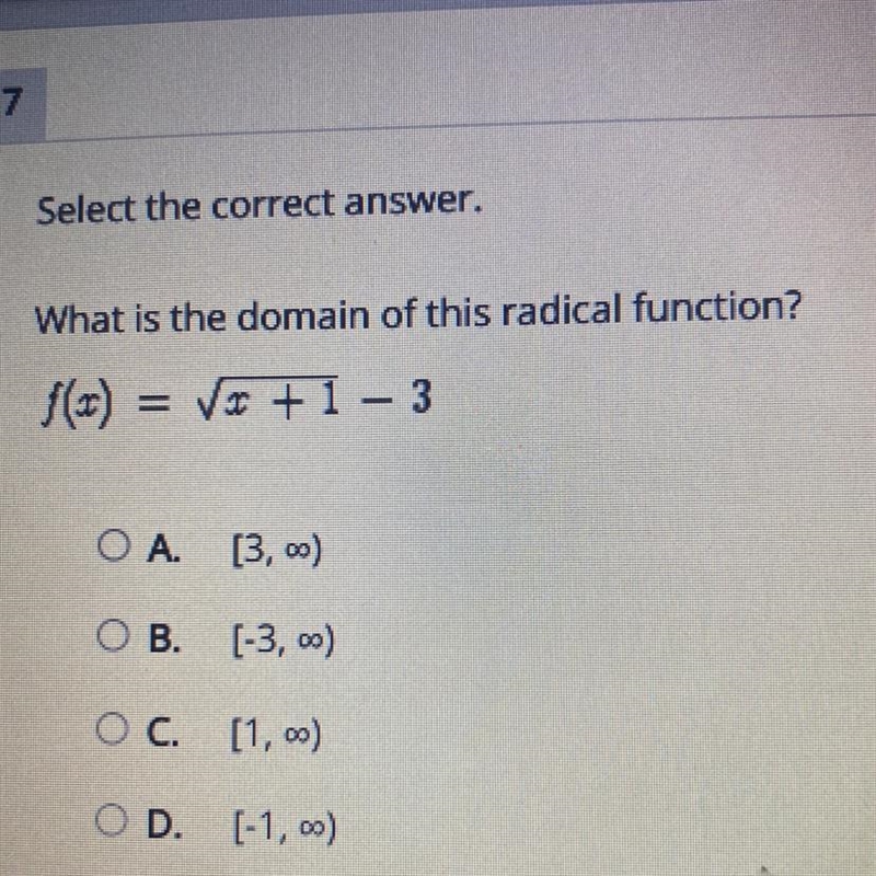 What is the domain of this radical function?-example-1